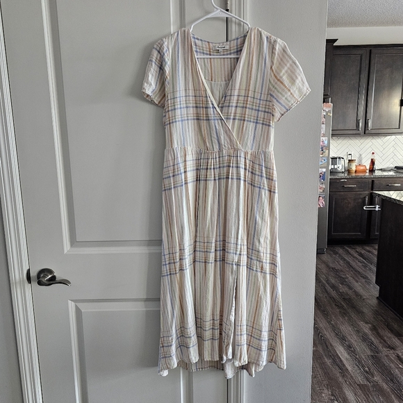 Madewell Linen-Blend Clara Midi Dress in Plaid - Picture 5 of 9
